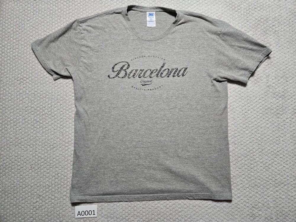 Barcelona Cotton T-Shirt ~ Men’s Large ~ Gray ~ JHK